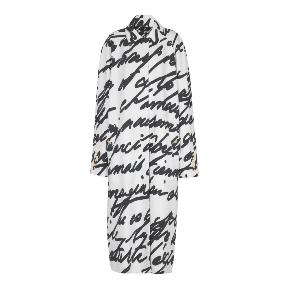 Balmain Lange omkeerbare jas met 'Liefdesbrief' print White Dames