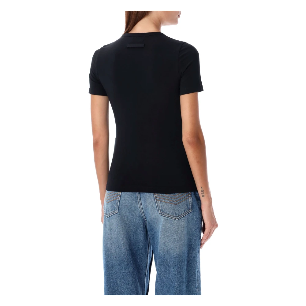 Jean Paul Gaultier Iconische Logo Print Zwart Wit T-shirt Black Dames