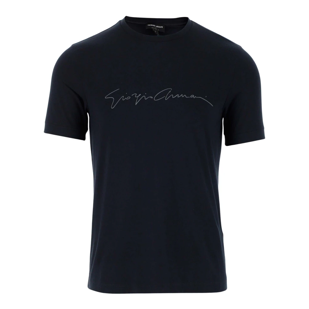 Giorgio Armani Svart Logo Print Slim Fit T-shirt Black, Herr