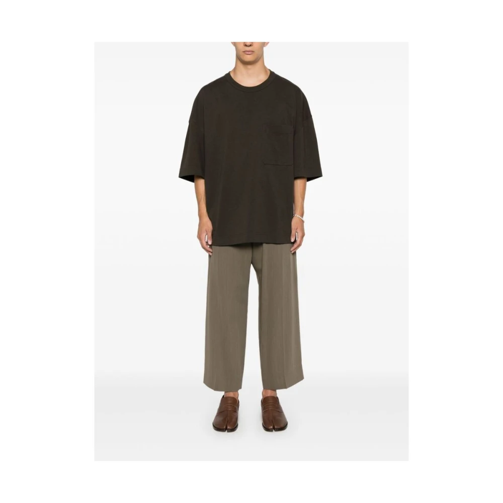 Lemaire Koffiebruine Crew Neck T-shirt Green Heren