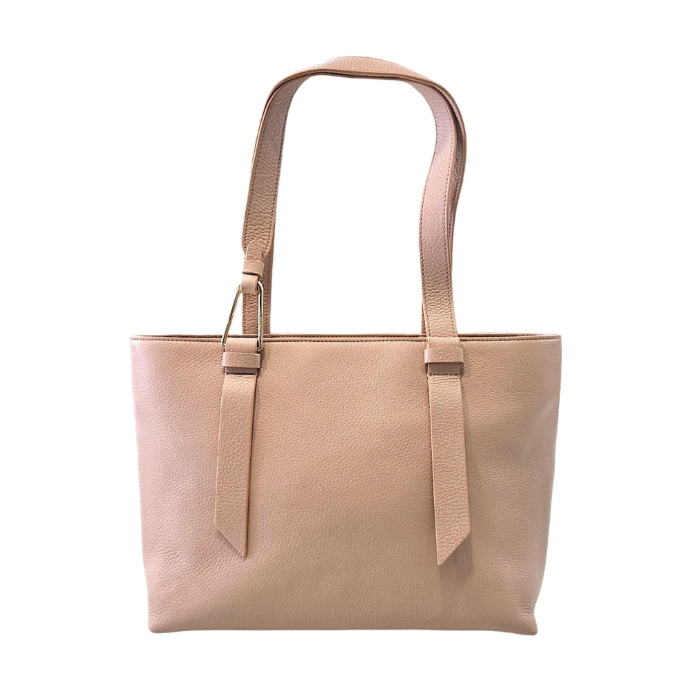 Coccinelle Handtas met Gehamerd Patroon en Voorlogo Beige Dames