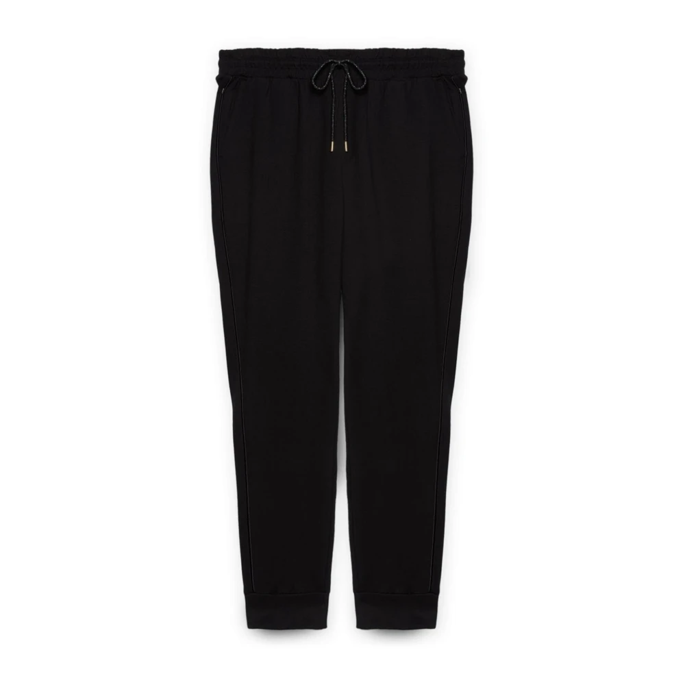 Fiorella Rubino Joggers van sweatstof met zijranden Black Dames