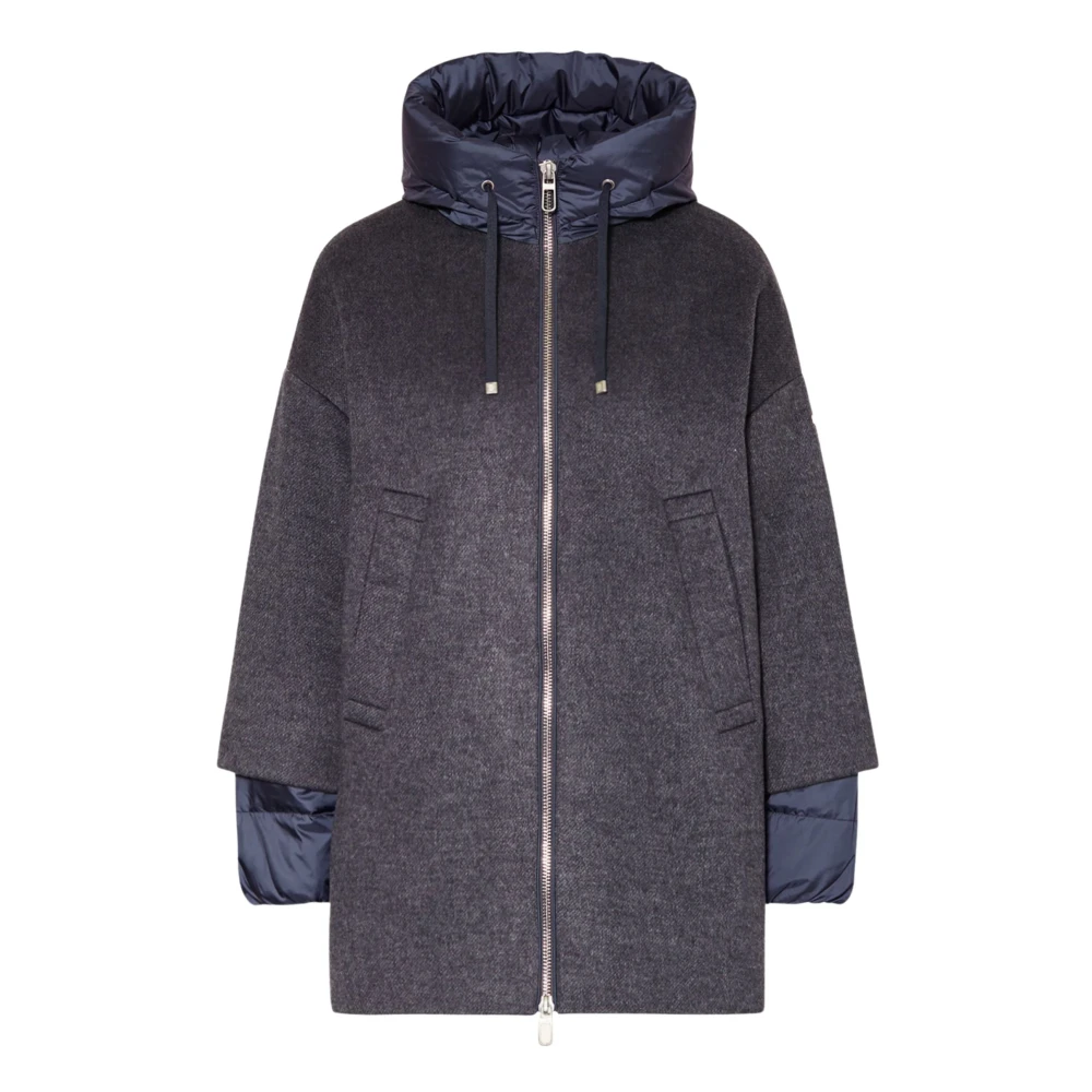 Duno Blauwe Wollen Kimono Jas Blue Dames