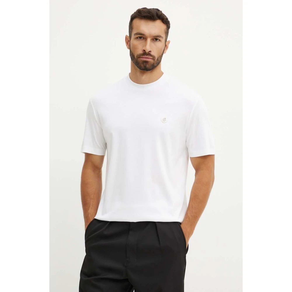 Boss Katoenen Logo T-shirt White Heren