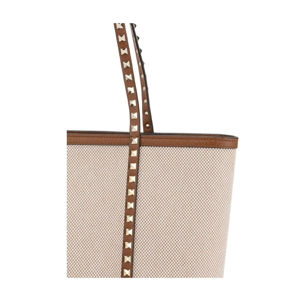 Valentino Garavani Canvas Tote met Stud Detailing Beige Dames