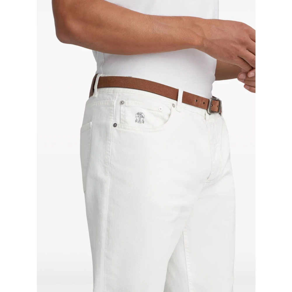 BRUNELLO CUCINELLI Witte Denim Straight-Leg Jeans White Heren
