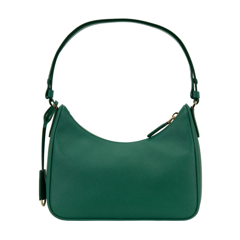 Prada Leren schoudertas met ritssluiting Green Dames