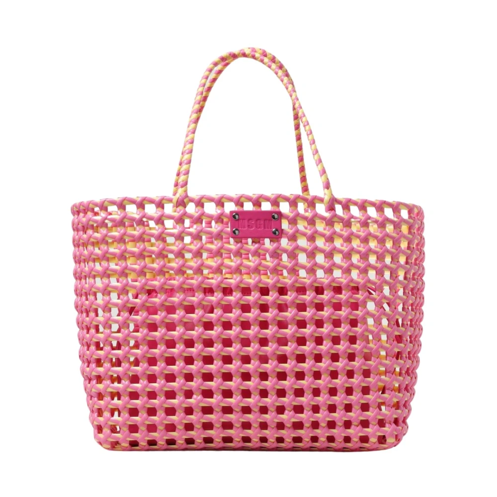 Msgm Roze Tas met Vierkant Design en Logo Pink Dames