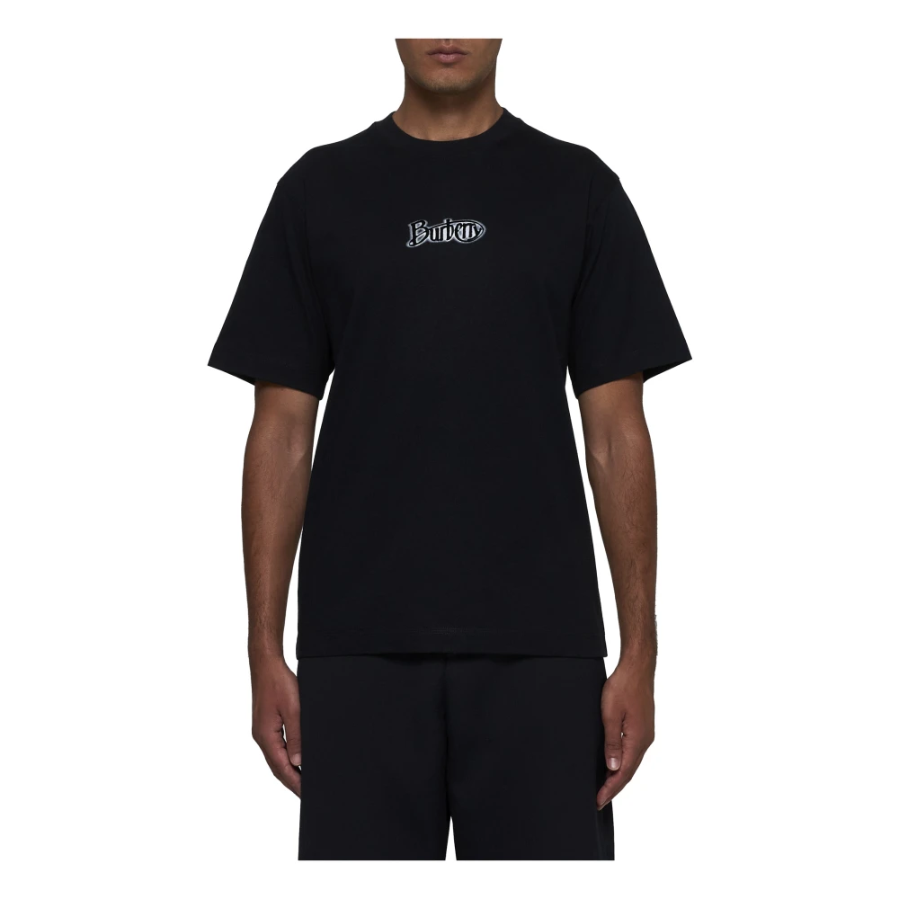 Burberry Zwart Katoen Crew Neck Logo T-shirt Black Heren