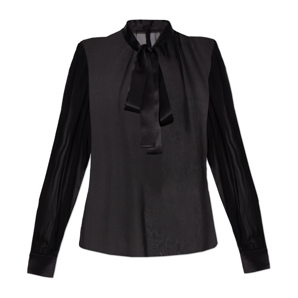 Dolce & Gabbana Zwart Zijden Crepe Halternek Bisschop Mouwen Black Dames