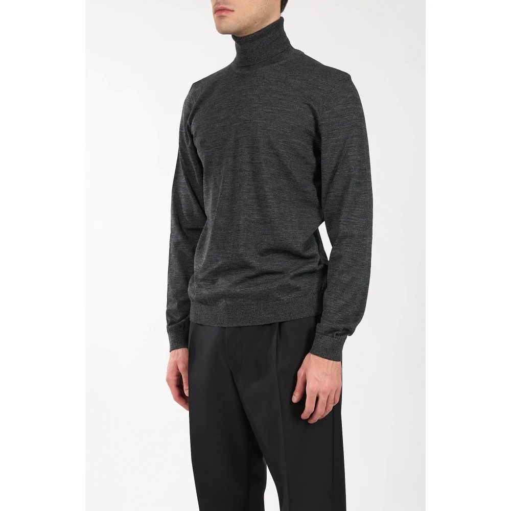 Hugo Boss Geribbelde wollen coltrui met slim-fit pasvorm Black Heren