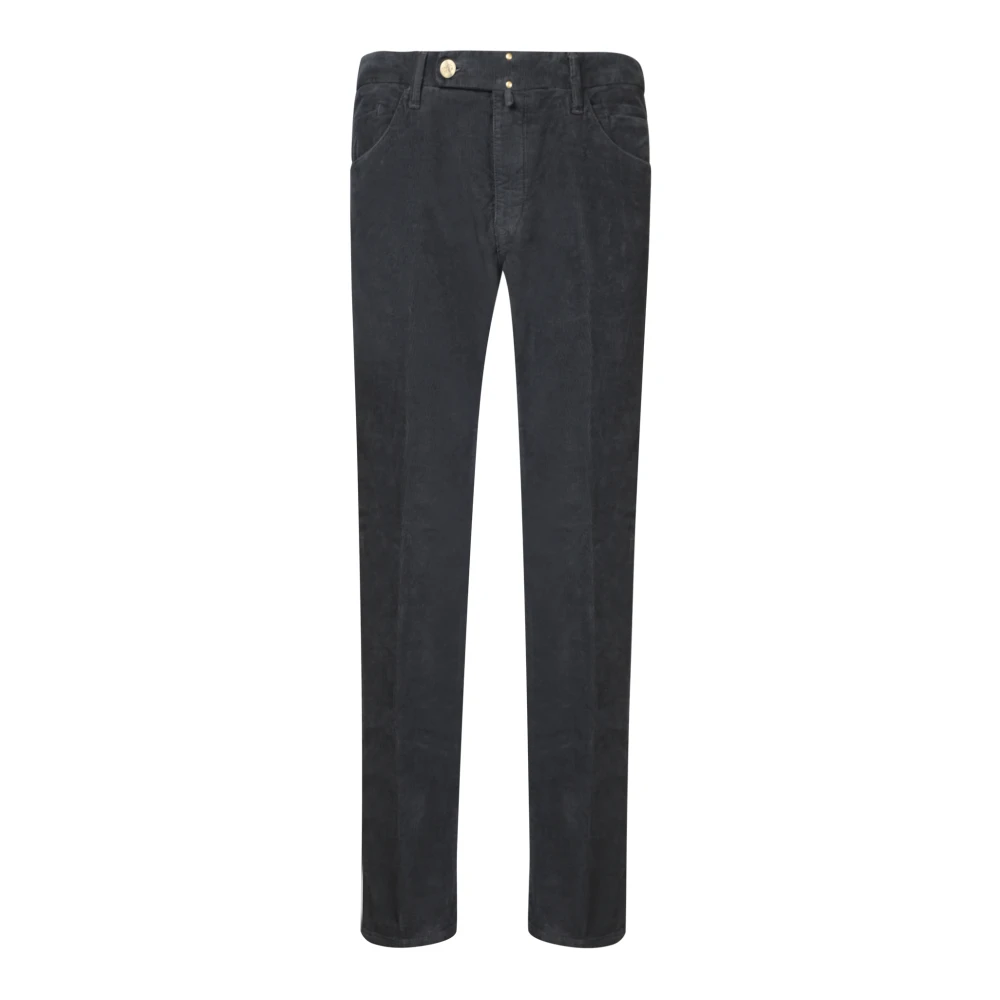 Incotex Blauwe Fluwelen Maatwerk Broek Blue Heren
