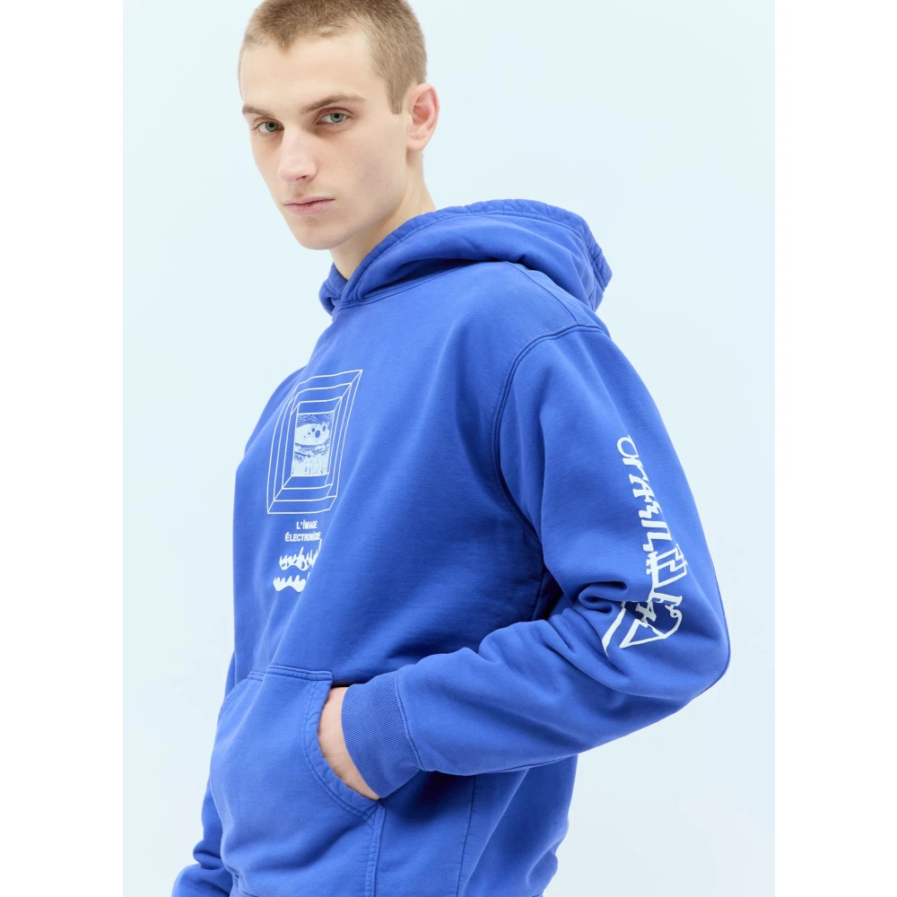 Brain Dead Grafische Print Hoodie Blue Heren