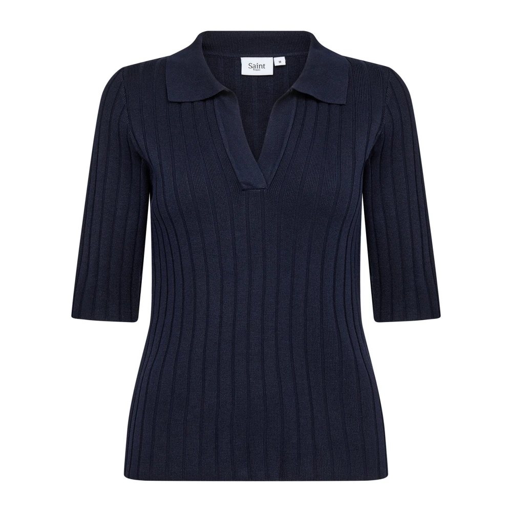 Saint Tropez Blauwe Polo Pullover Sweater Juannasz Blue Dames