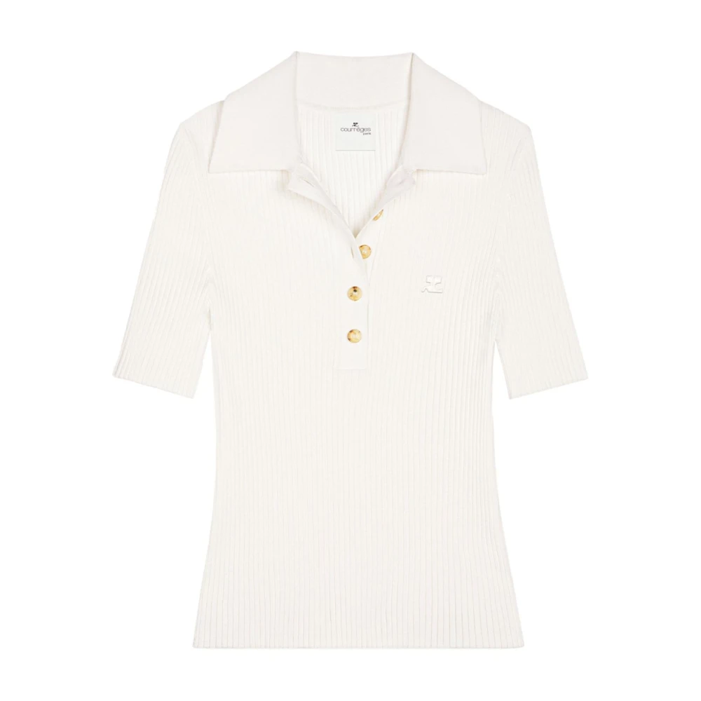 Courrèges Gebreide knoopsluiting T-shirt White Dames