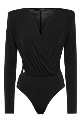 Långärmad Bodysuit V-ringning Mix Strass