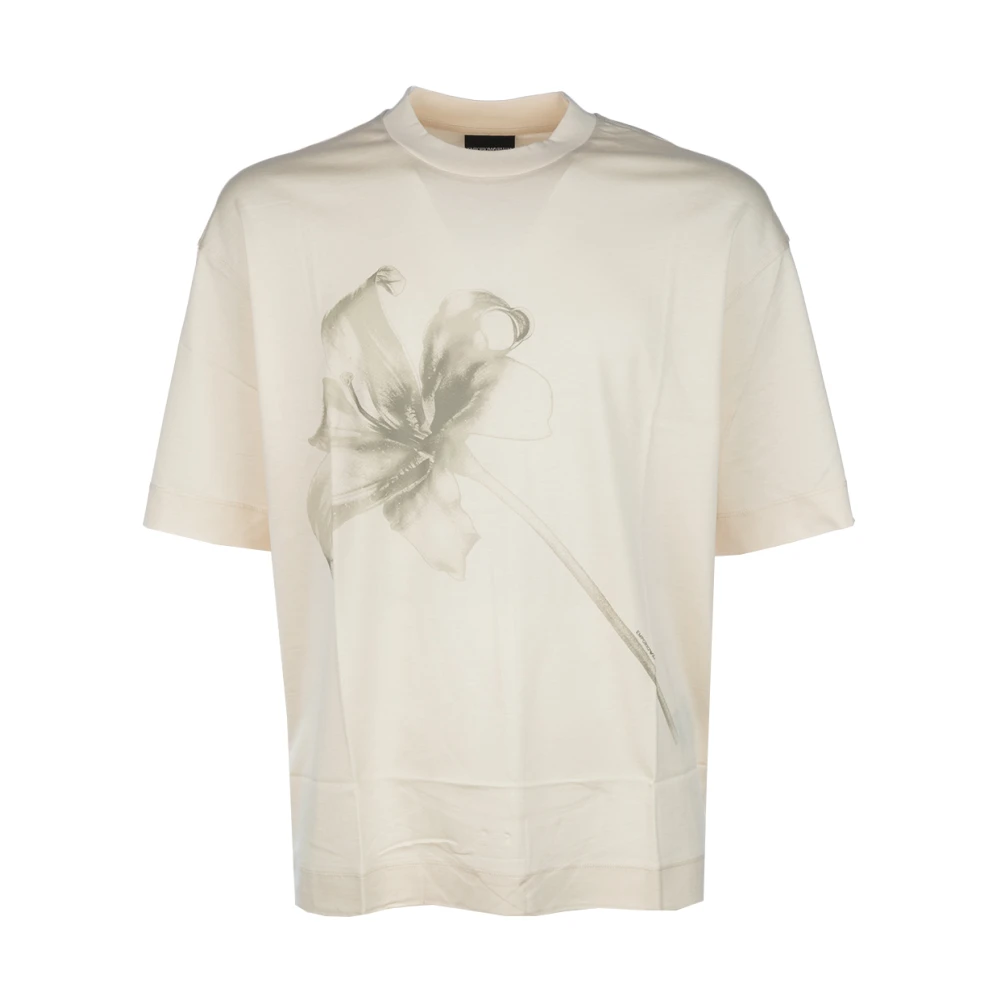 Emporio Armani Casual Katoenen T-Shirt voor Mannen Beige Heren