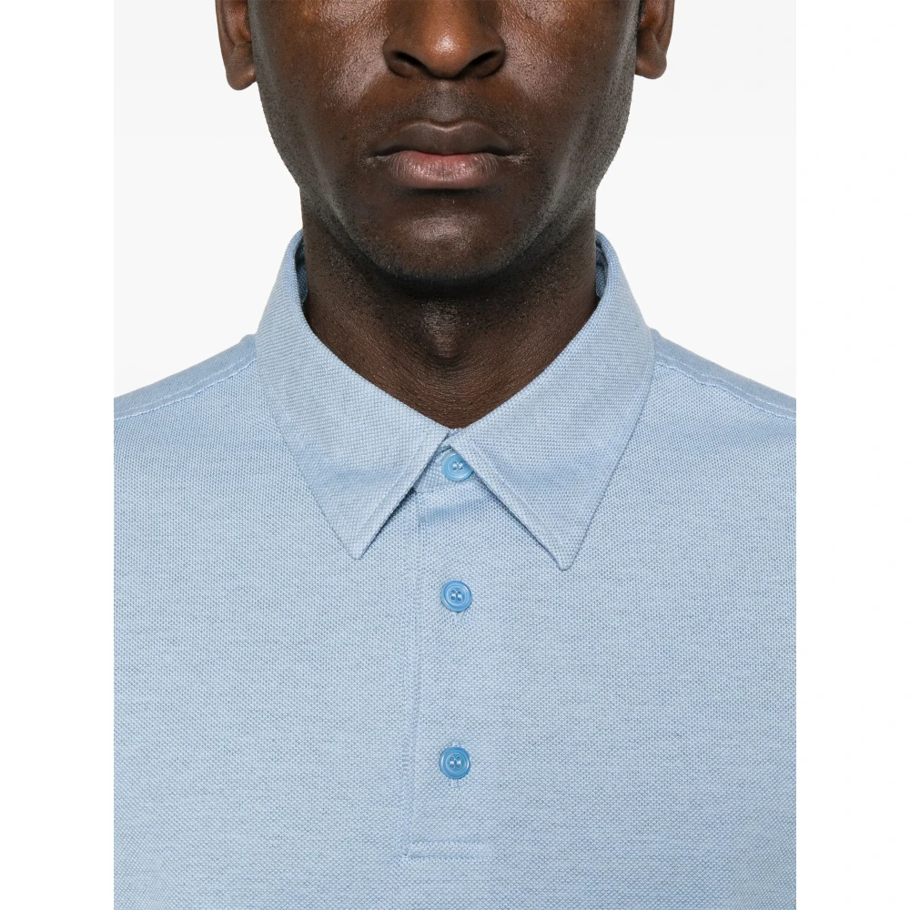 Brioni Katoenen poloshirt met Piqué Design Blue Heren