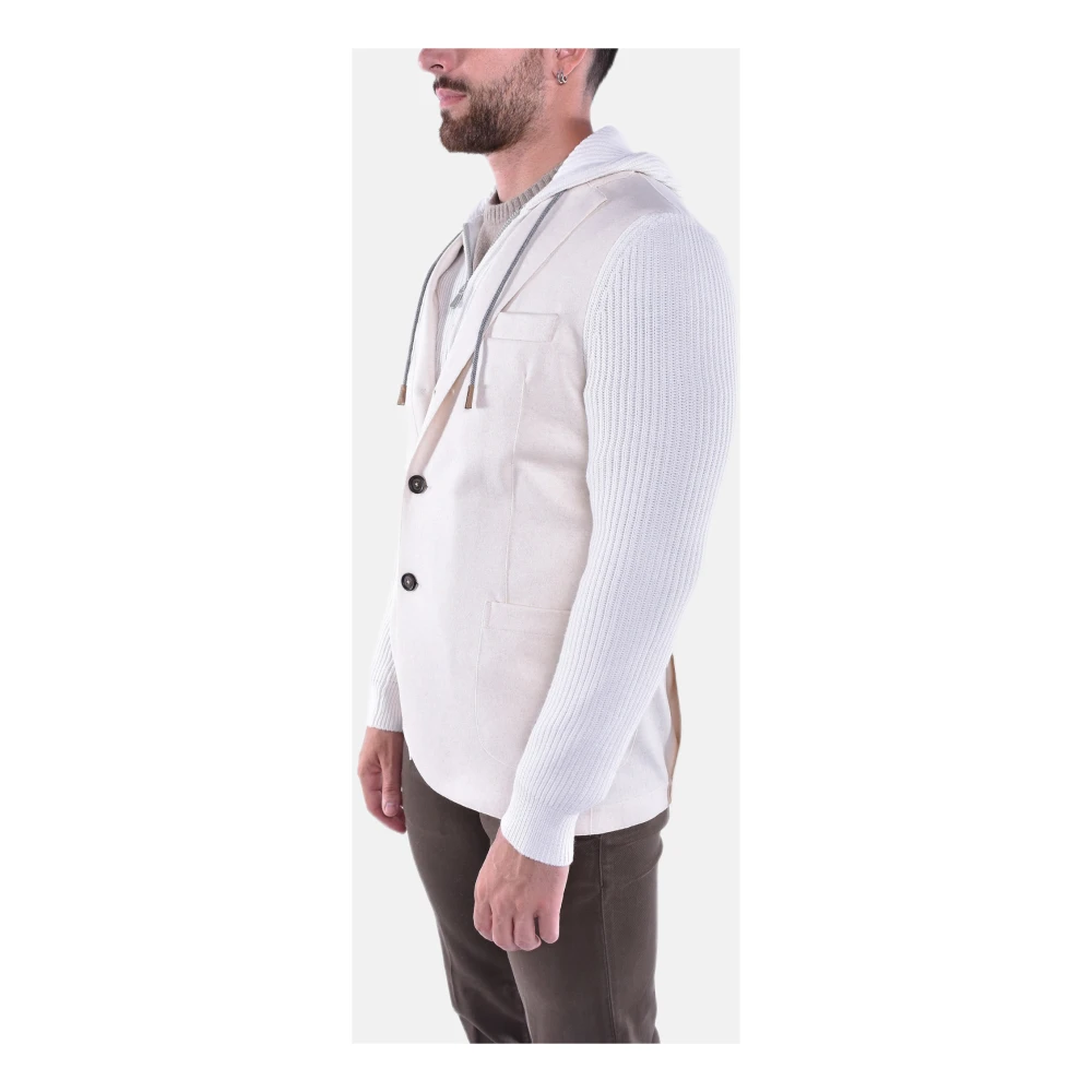 Eleventy Wollen jas met afneembare capuchonvest Beige Heren