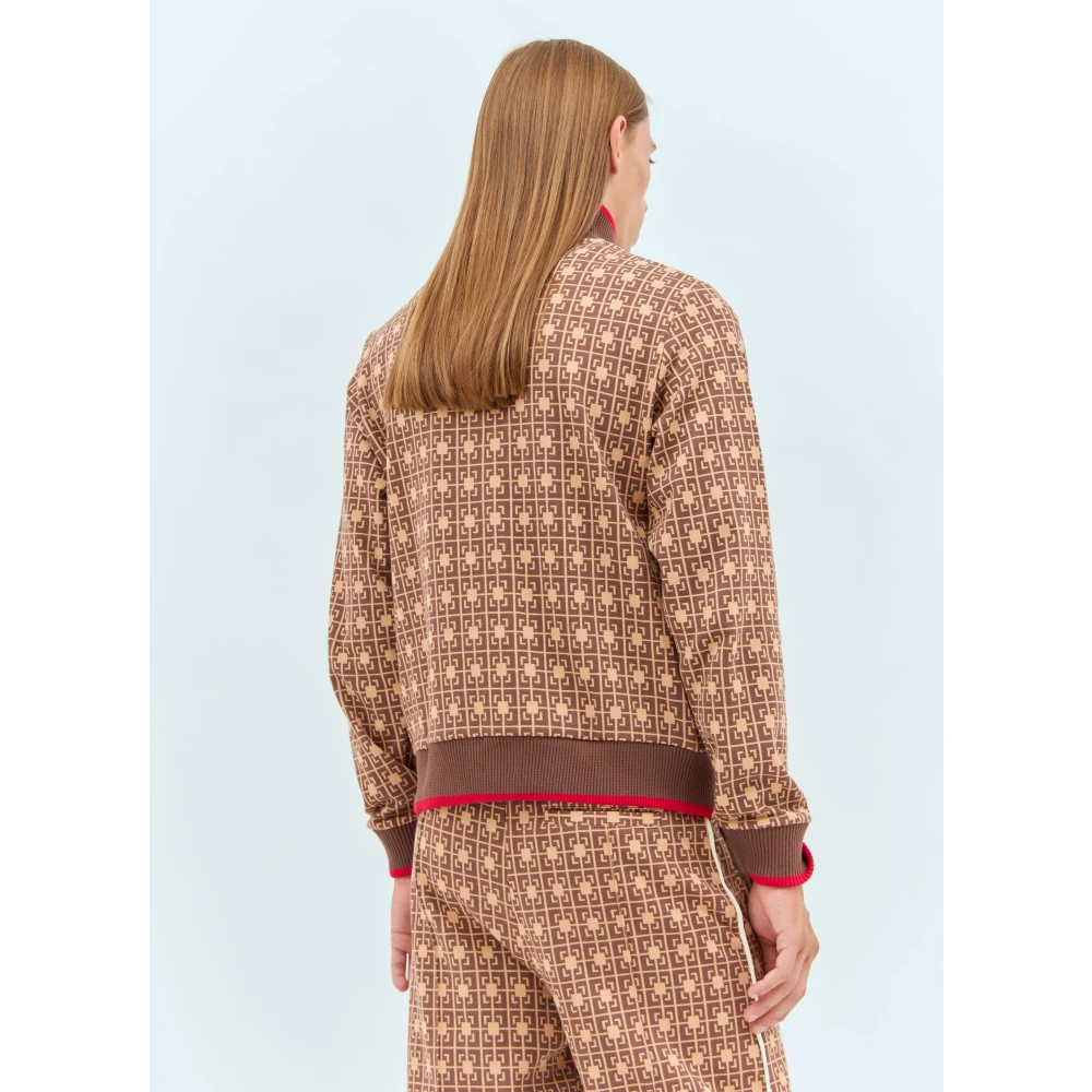 Wales Bonner Grafische Jacquard Zip-Up Sweatshirt Brown Heren