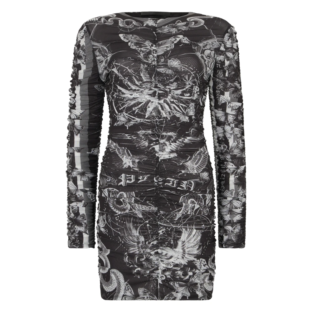 Philipp Plein Women's Black Wrinkled Mini Dress Butterfly Tattoo - Party Dresses - L - Dresses