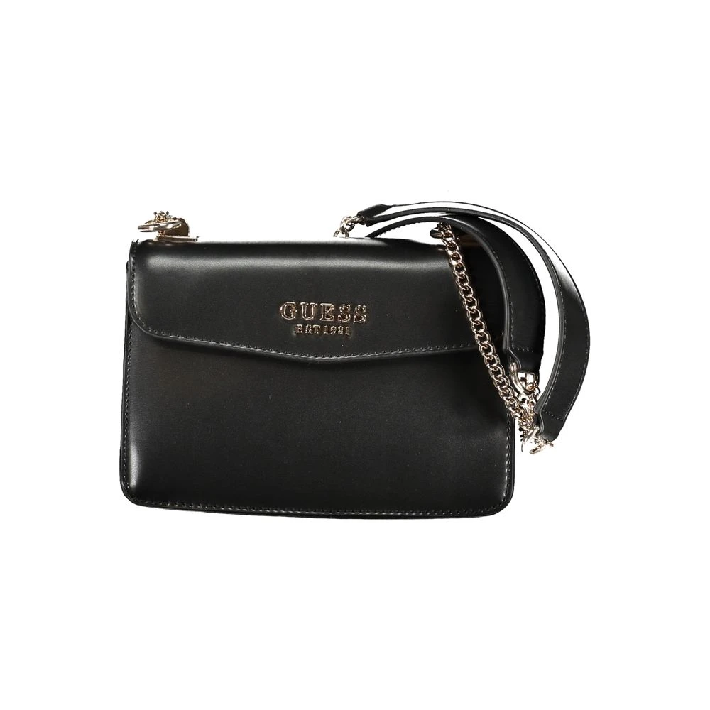 Guess Women's Black Polyethylene Handbag With Chain Handles - Cross Body Bags - One Size - Bags