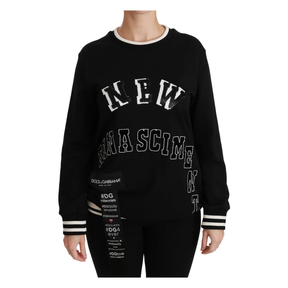 Dolce & Gabbana Women's Black Sequin Renaissance Jumper - Sweatshirts - Xs - Sweatshirts & Hoodies