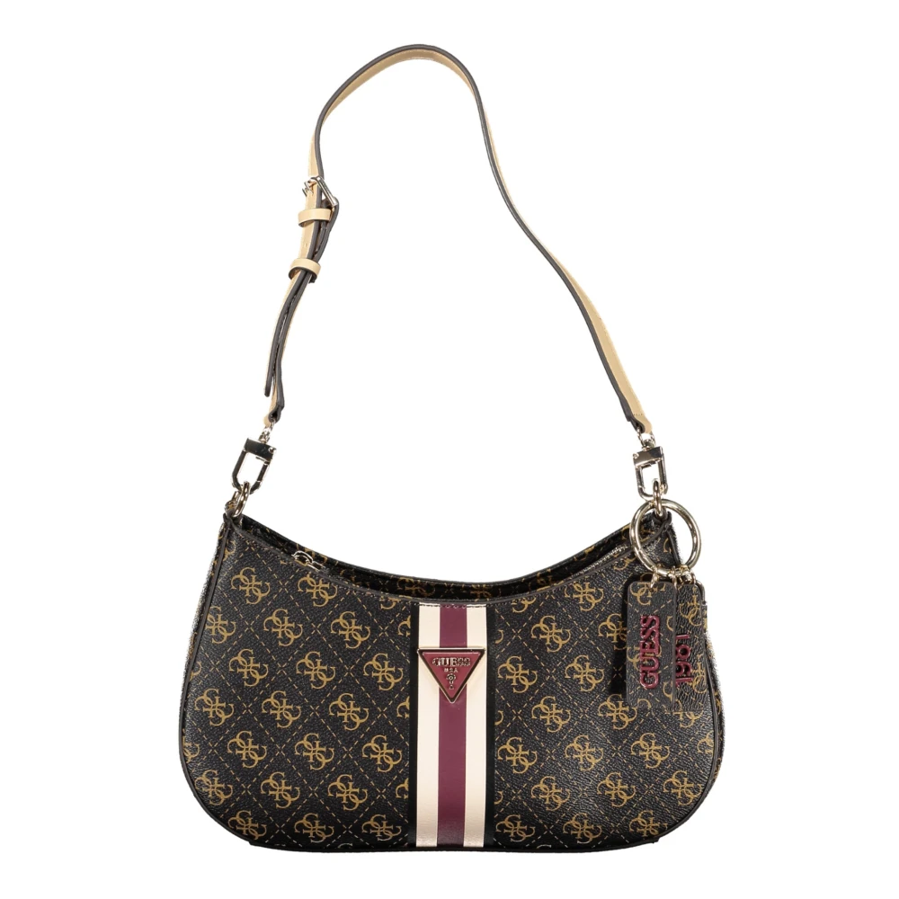 Guess Bruine Polyethyleen Schoudertas met Verstelbare Band Brown Dames