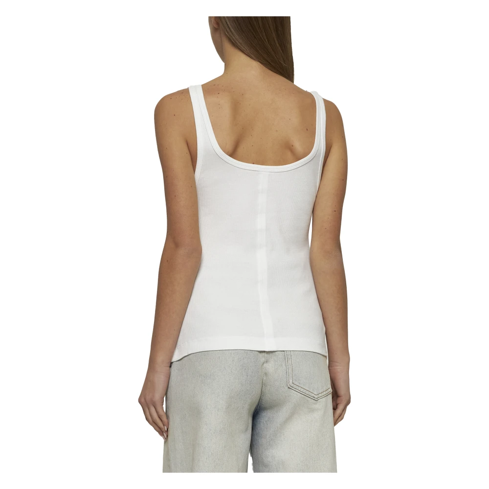 MM6 Maison Margiela Beige Top met Afneembare Schouderband White Dames