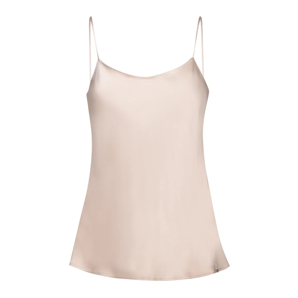 Herno Elegante Satijnen Blouse met Dunne Bandjes Beige Dames
