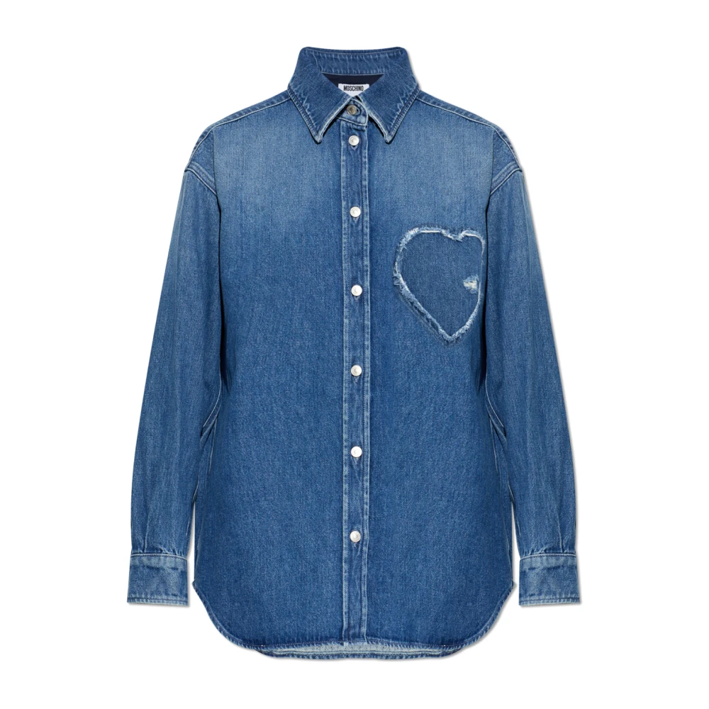 Moschino Kvinno Blå Blusar & Skjortor Dam, S, Denim, Denimskjorta
