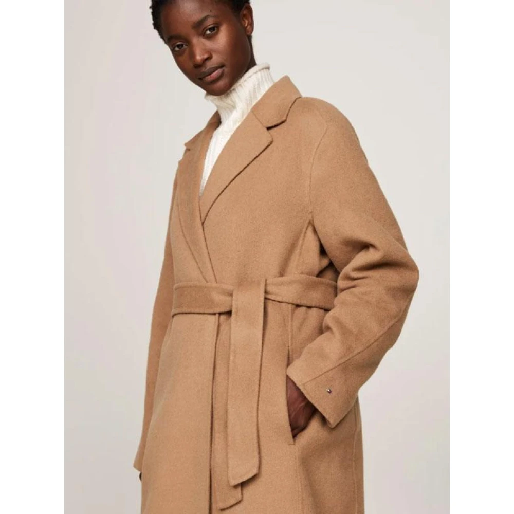 Tommy Hilfiger Gebonden Wollen Jas Brown Dames