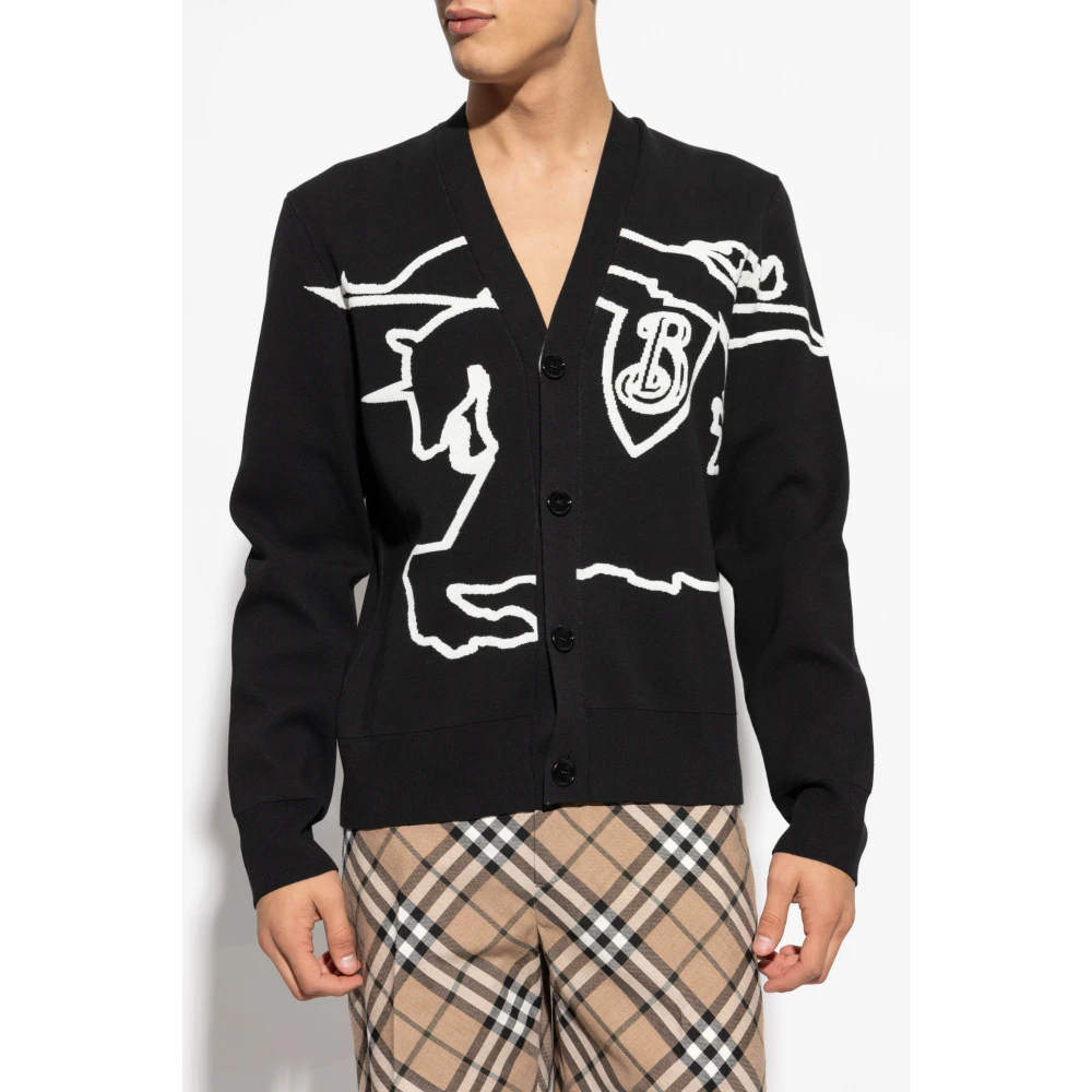 Burberry Cardigan met logo Black Heren