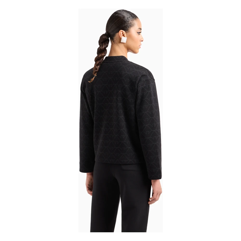 Emporio Armani Zwarte Sweaters met Waterdichte Rits Black Dames