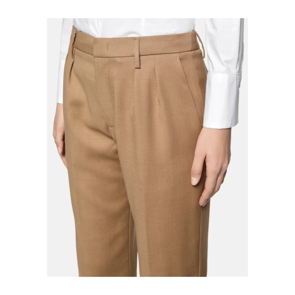 Dondup Wollen bootcut broek met voorplooien Brown Dames