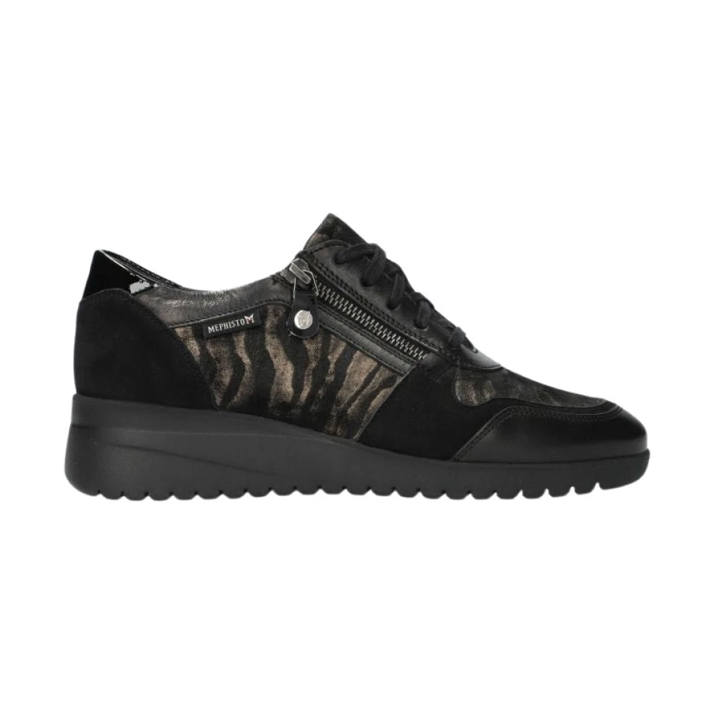 Mephisto Zwarte Leren/Suède Dames Sneaker Dames Schoenen