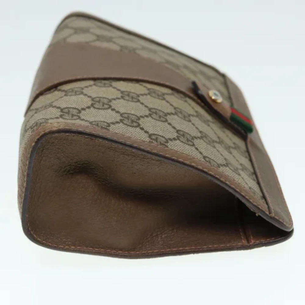 Gucci Vintage Pre-owned Canvas clutches Beige Dames