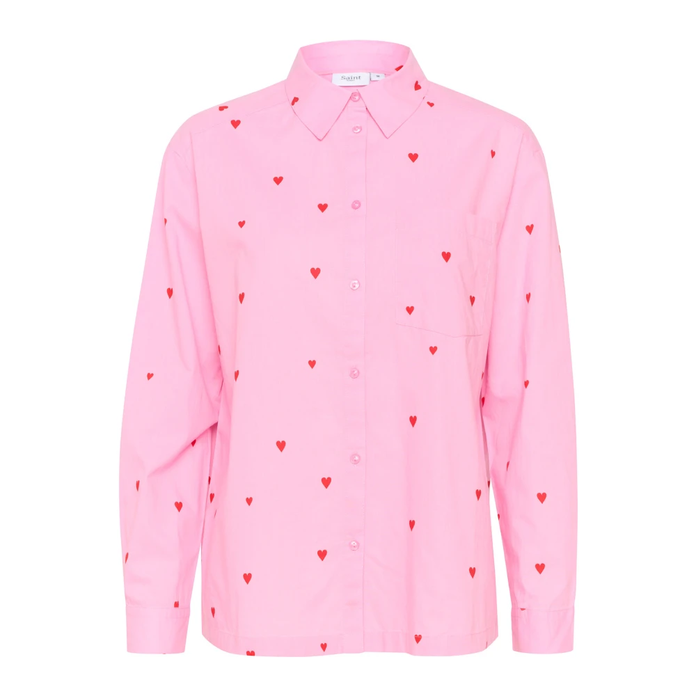 Saint Tropez Hartpatroon Overhemdblouse Pink Dames