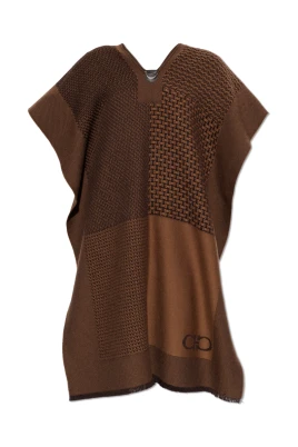 Wool Poncho with Logo