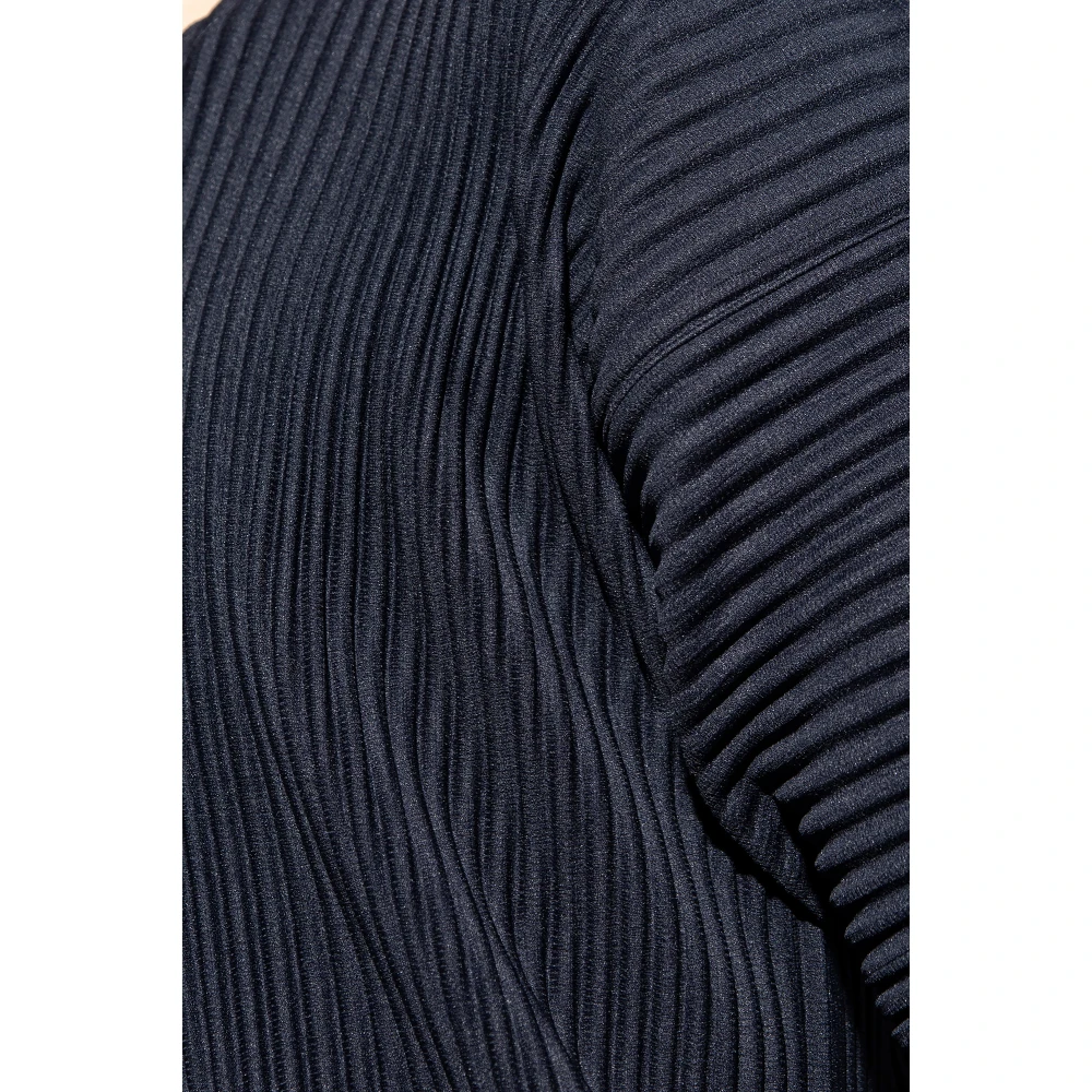 Issey Miyake Geplooide T-shirt Blue Heren