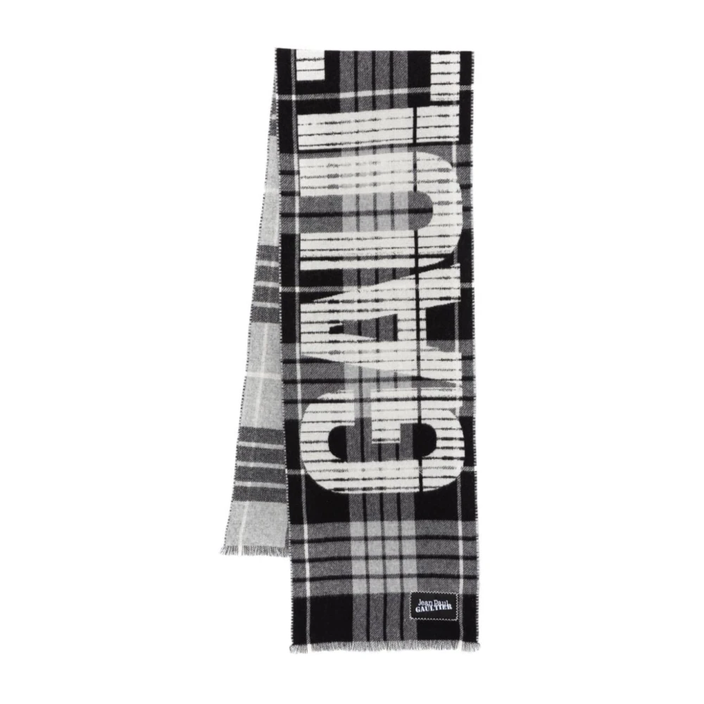 Jean Paul Gaultier Zwart Grijs Wit Tartan Wollen Sjaal Multicolor Dames