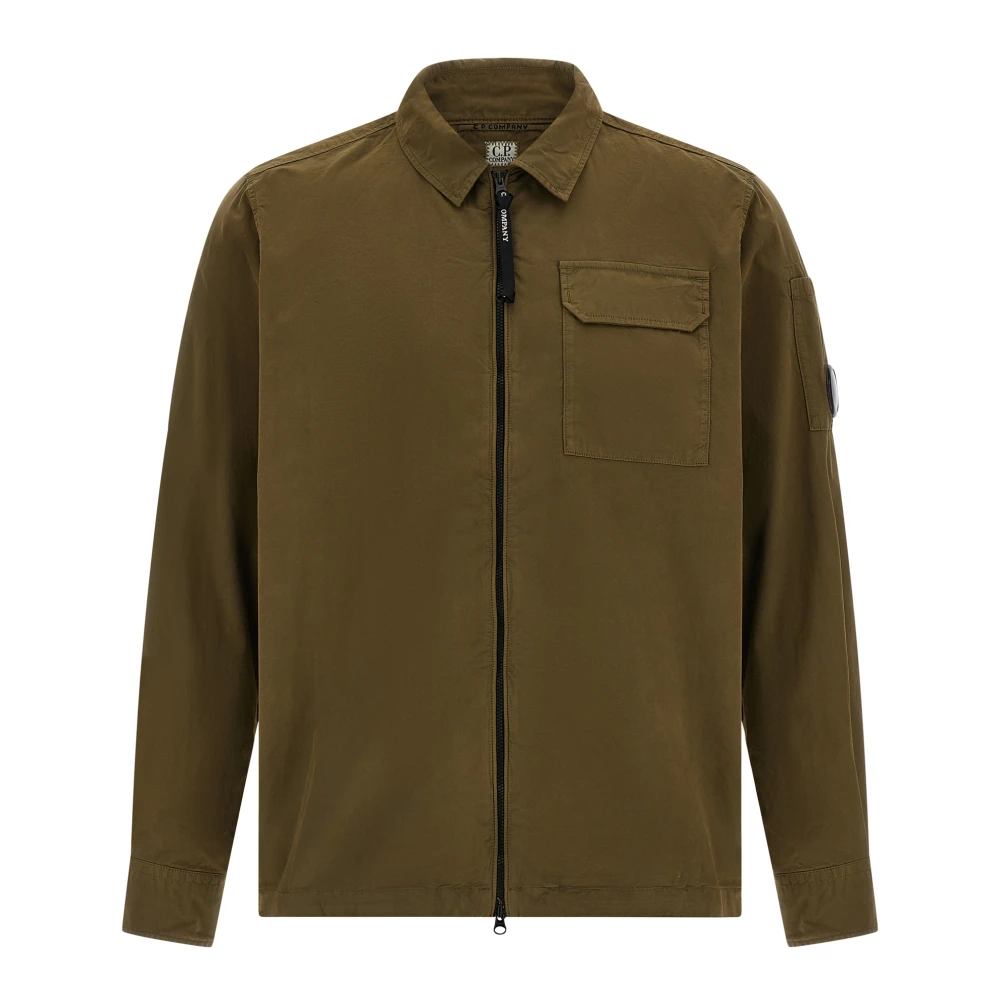 C.p. Company Men's Green Light Jackets, 2XL, Cotton Gabardine Overshirt