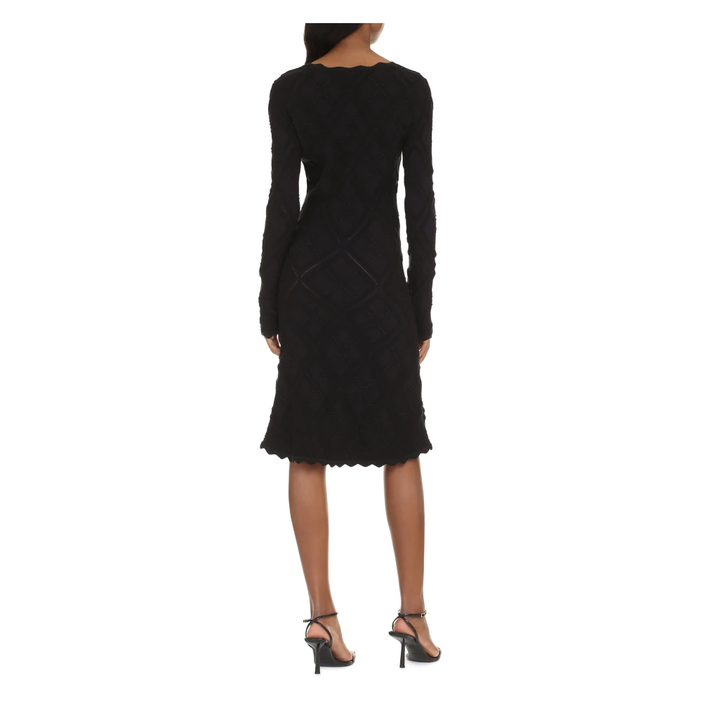 Burberry Jurk met geschulpte details en uitlopende zoom Black Dames