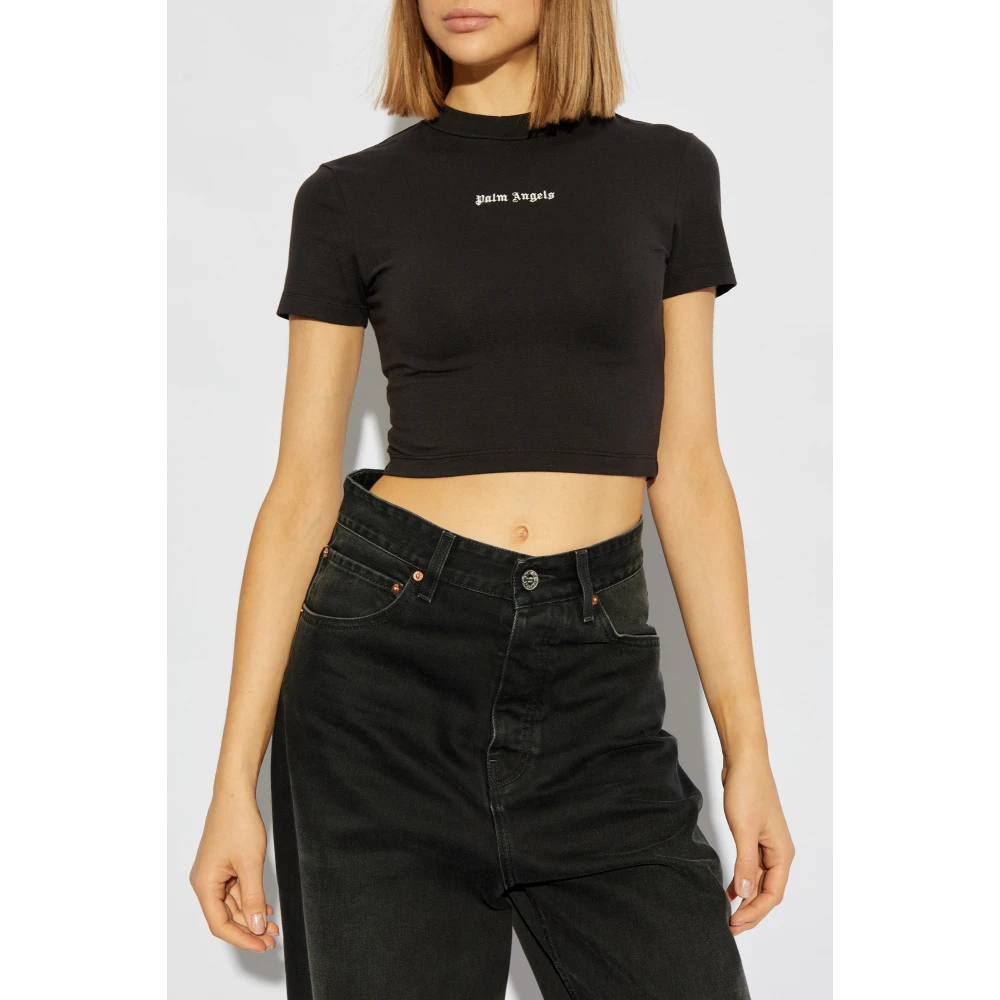 Palm Angels T-shirt met logo Black Dames