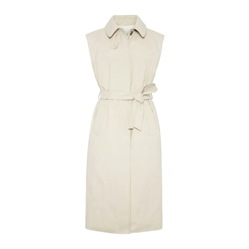 BRUNELLO CUCINELLI Beige Mouwloze Trenchcoat met Donsvulling Beige Dames