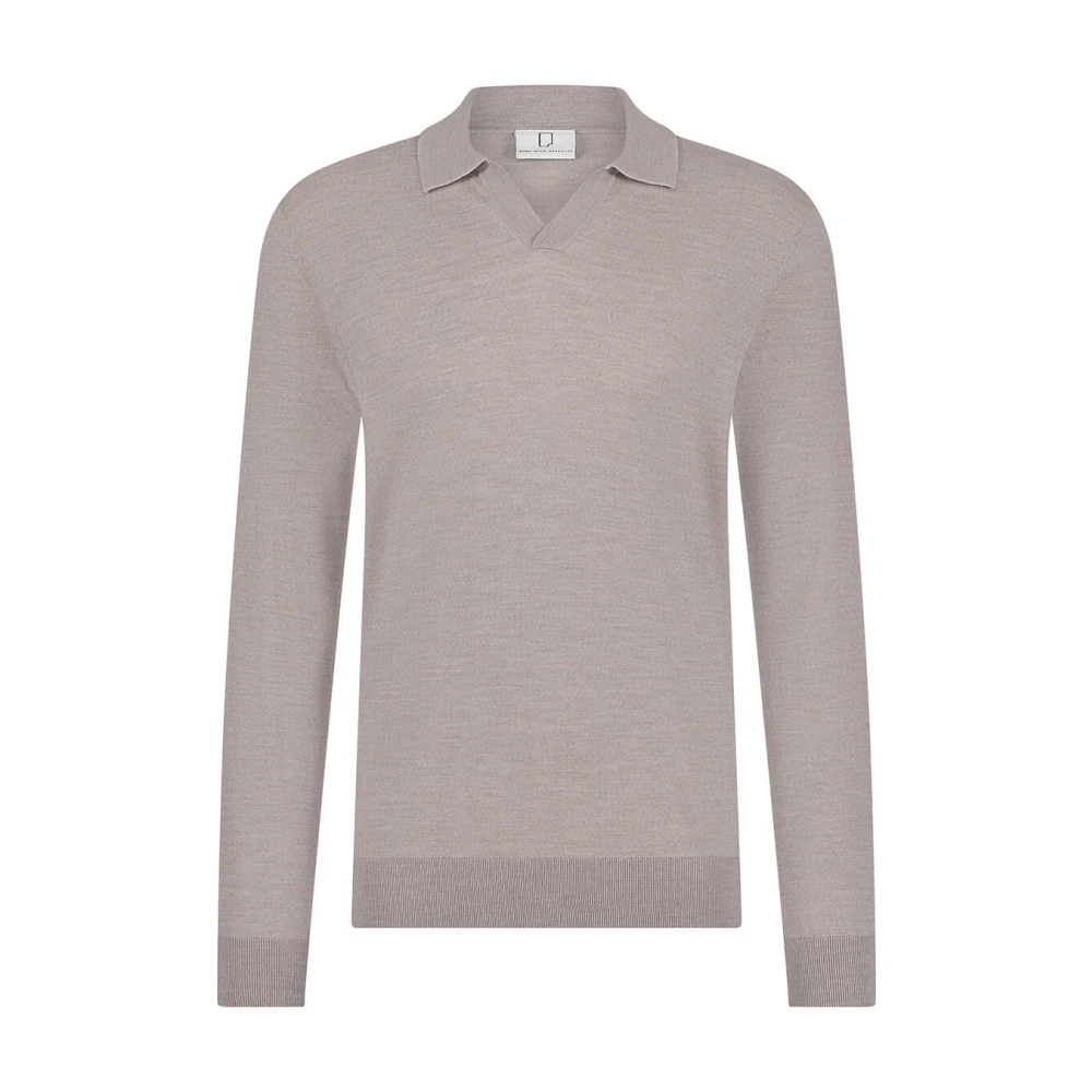 Born With Appetite Gebreide Merino Polo Lange Mouw Beige Heren