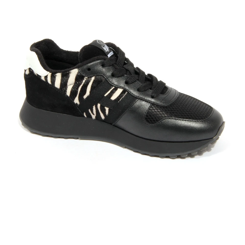 Hogan Leren/Bont Sneaker met Cavallino Inzetstukken Dames Schoenen Zwart