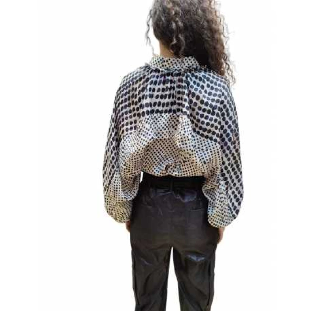 Mes Demoiselles Ivoor Zijden Blouse Zwarte Polka Dots Multicolor Dames