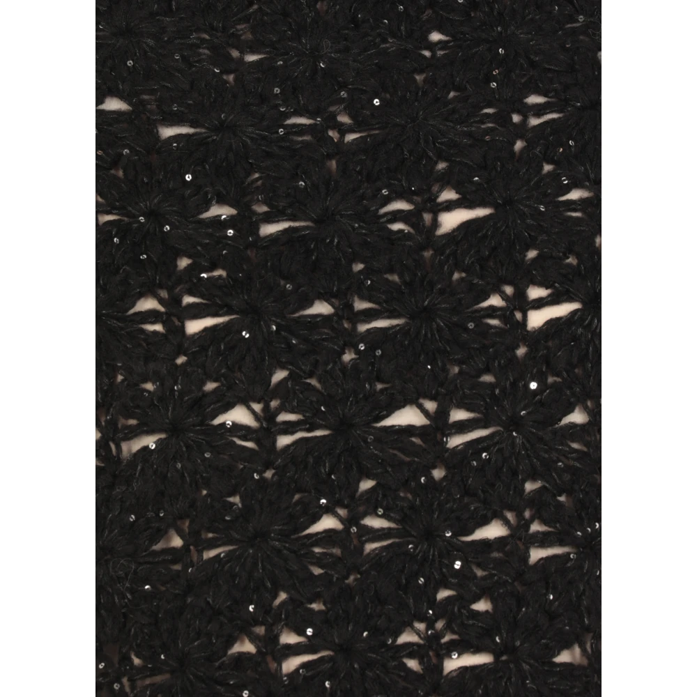 Antonelli Firenze Zwarte Mouwloze Bloemen Trui Black Dames
