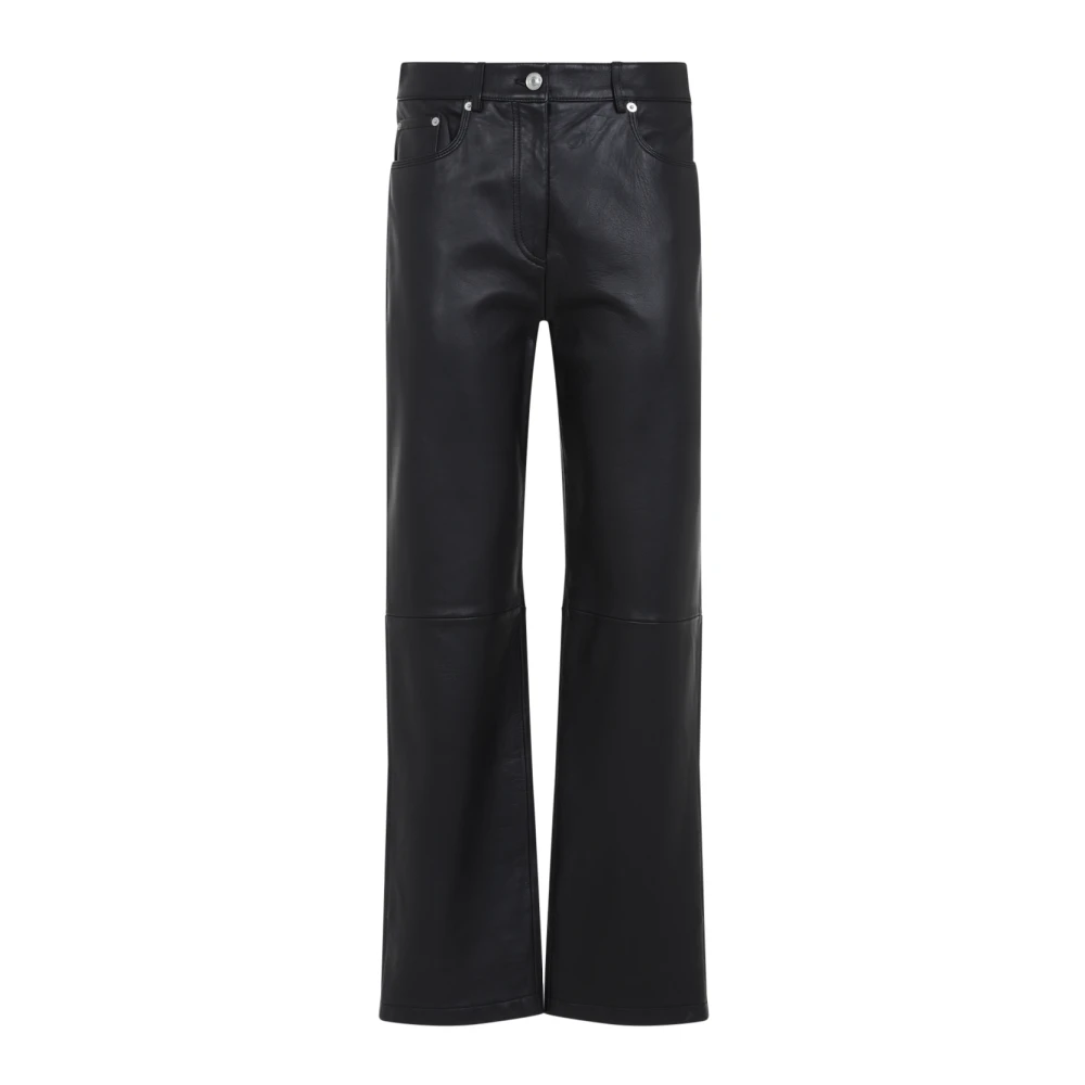 SPORTMAX Zwarte Leren Broek Black Dames